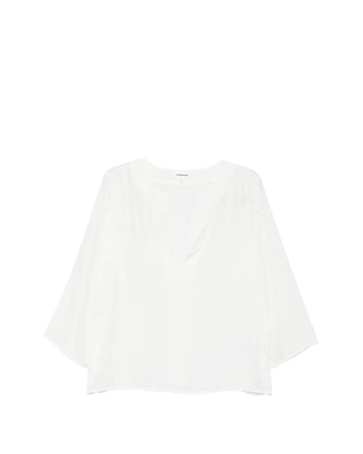 P.A.R.O.S.H. White Saxon V-Neck Blouse