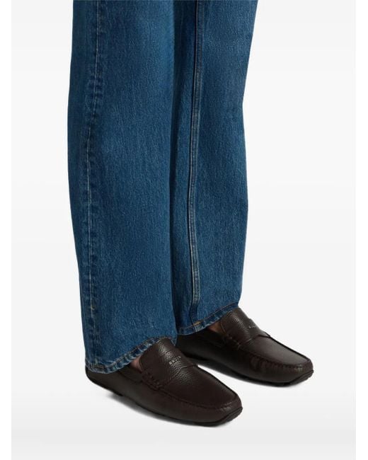 Bally Gray Pilot Leather Loafers for men