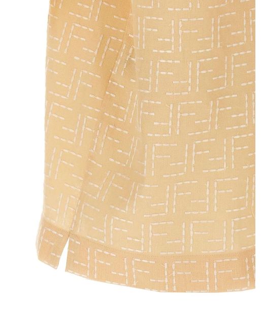 Fendi Natural Ff Logo-Embroidered Short-Sleeve Shirt for men