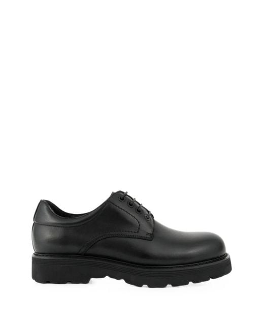 SERGIO MORETTI FIRENZE Black Lace-Up Leather Derby Shoes for men