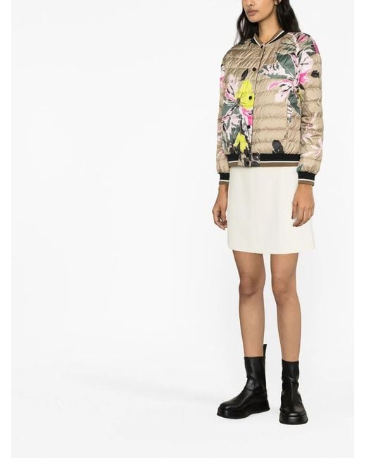 Herno Pink Beta Flower Padded Bomber Jacket