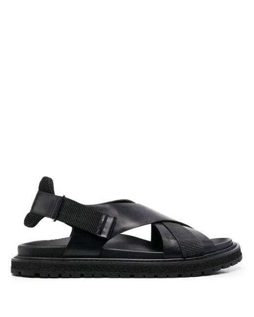 Premiata Black Crossover-Strap Leather Sandals