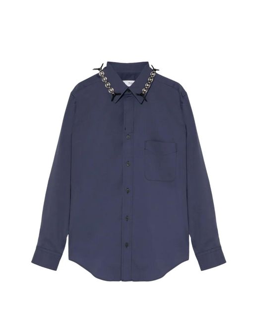 Toga Blue Chain-Collar Shirt for men