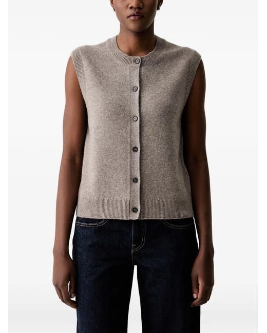 Marc O' Polo Blue Ribbed-Knit Sleeveless Vest