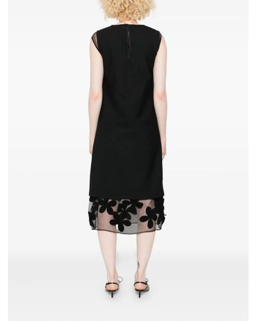 Liviana Conti Black Sleeveless Floral-Applique Dress