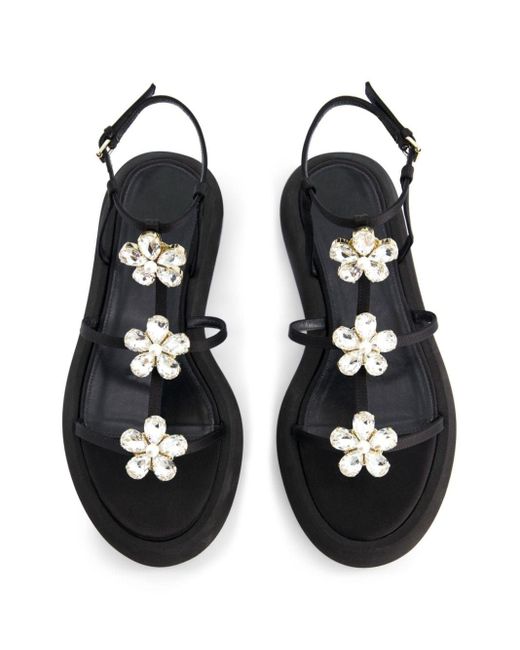 Sandales à appliques de fleurs Giambattista Valli en coloris Black