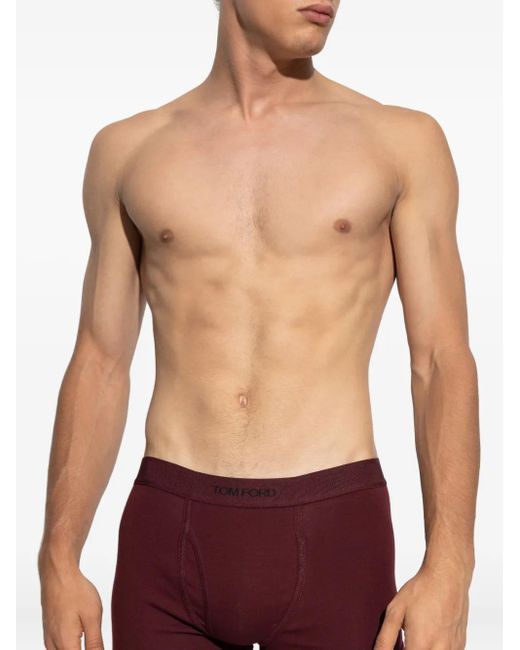 Tom Ford Red Logo Cotton-Blend Boxer Shorts for men