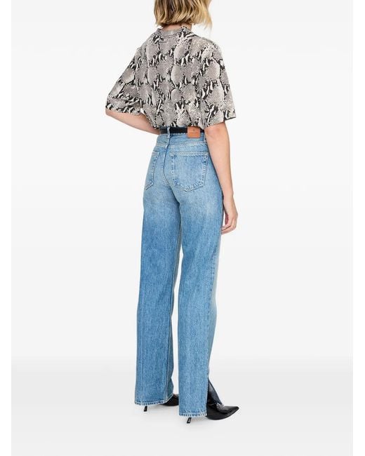 Anine Bing Gray T-Shirt Effet Peau De Python Délavé