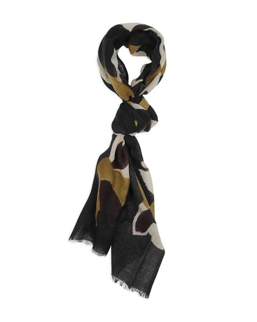 Altea Black Abstract-Print Wool Scarf for men