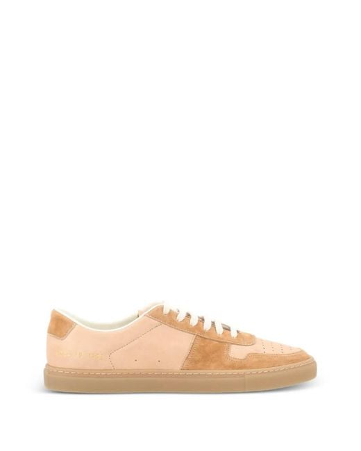 Common Projects Pink Panelled Suede-Trim Sneakers
