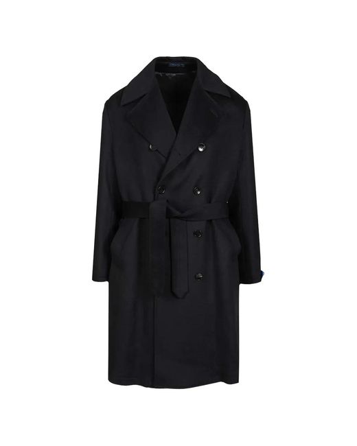 Guarinucci Black Double-Breasted Belted Coat for men