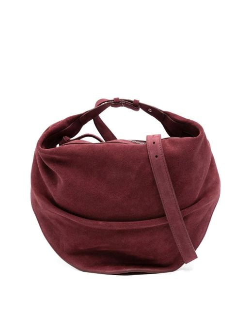 FEDERICO CINA Red Wildleder-Schultertasche mit abgerundeter Form