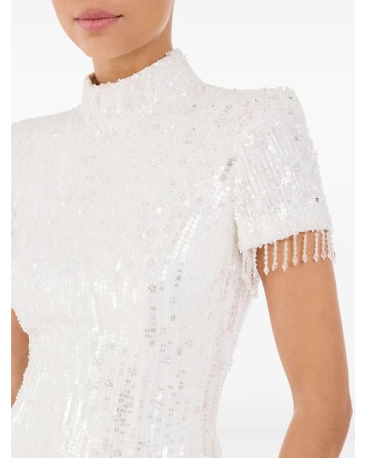 Jenny Packham White Madeleine Sequin Beaded Dress