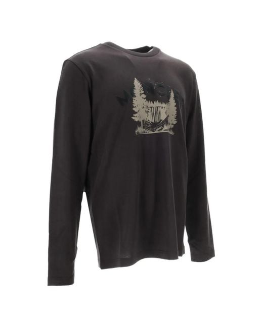Moncler Black Graphic-Print Long-Sleeve T-Shirt for men