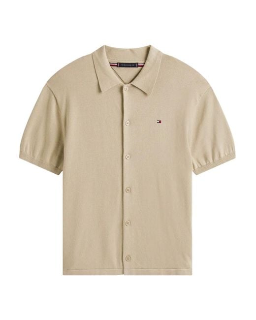 Camicia A Maniche Corte di Tommy Hilfiger in Natural da Uomo