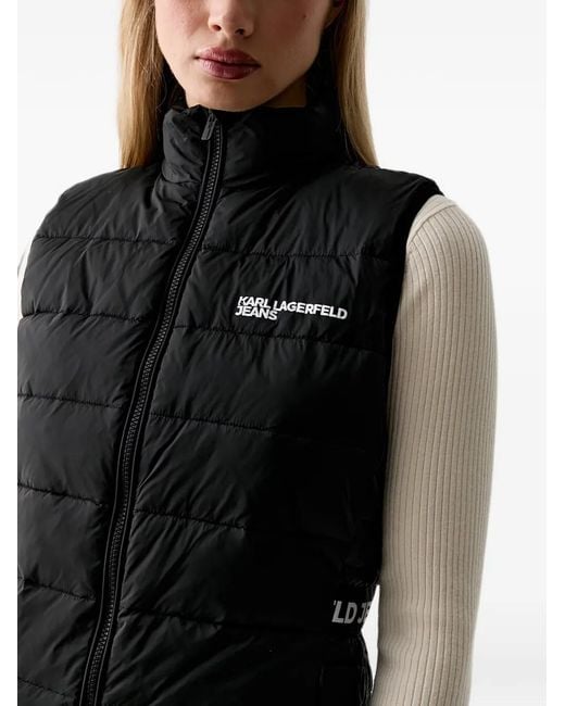 Karl Lagerfeld Black Logo-Print Gilet