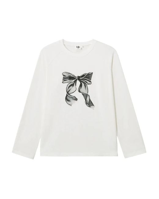 B+ AB リボン スウェットシャツ White