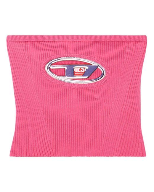Top M-Clarksville tipo bandeau con logo DIESEL de color Pink