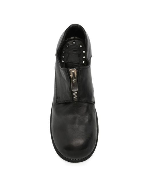 Guidi Black Derbies À Fermeture Zippée