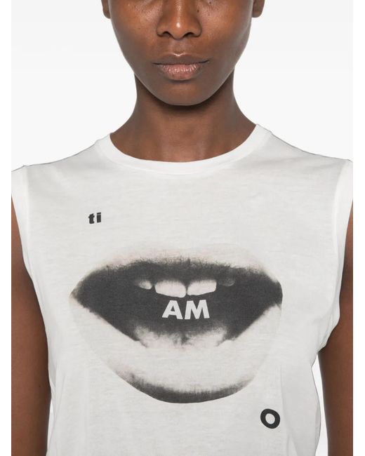Fendi White Graphic-Print Sleeveless Top