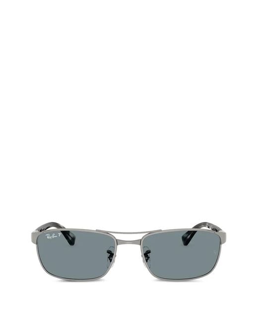 Ray-Ban Gray Lunettes De Soleil À Monture Rectangulaire