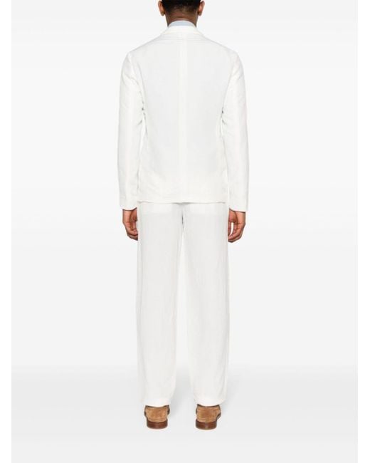 Emporio Armani White Single-breasted Linen-blend Suit for men