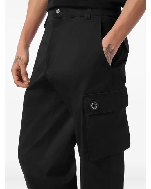 Philipp Plein Black Cargo Trousers for men