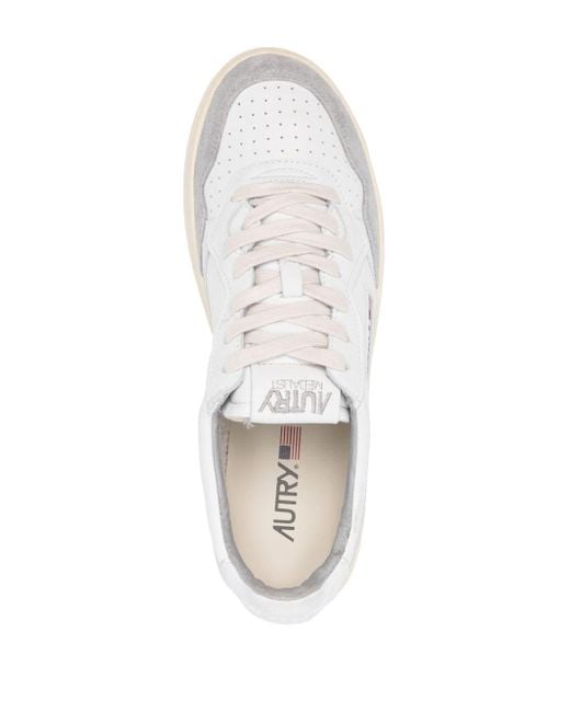Autry Medalist Low Sneakers In Grey Suede And White Leather for men