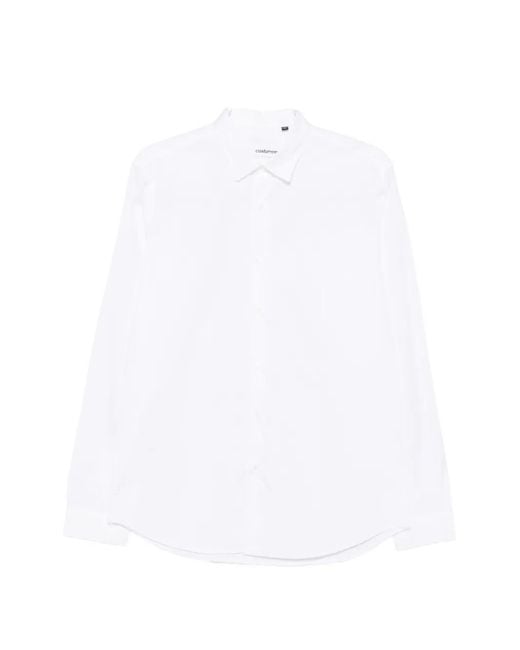 Costumein White Long-Sleeve Button-Down Shirt for men