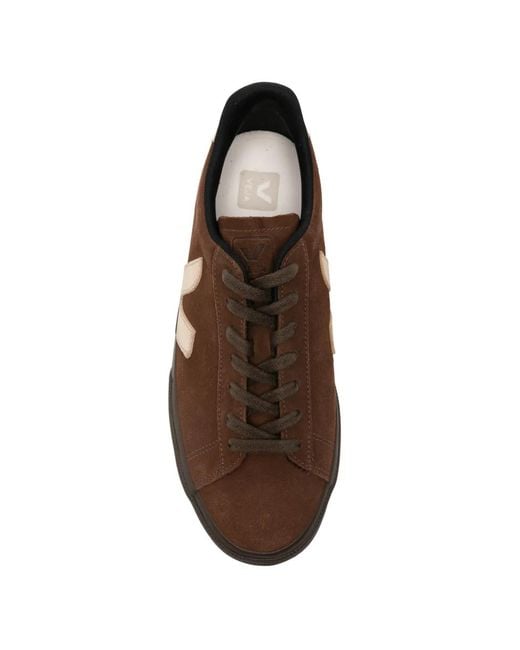 Veja Brown Campo Logo-Detail Suede Sneakers for men