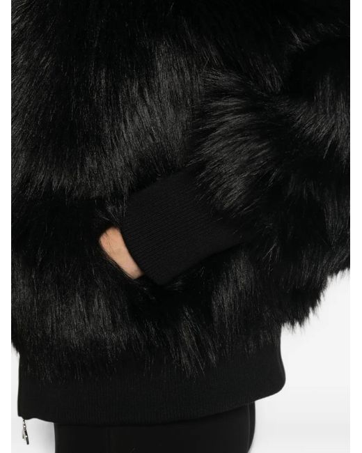 Patrizia Pepe Black Faux-Fur Bomber Jacket