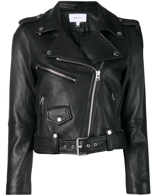 Current/Elliott The Shaina Leather Biker Jacket in Black - Save 50% - Lyst