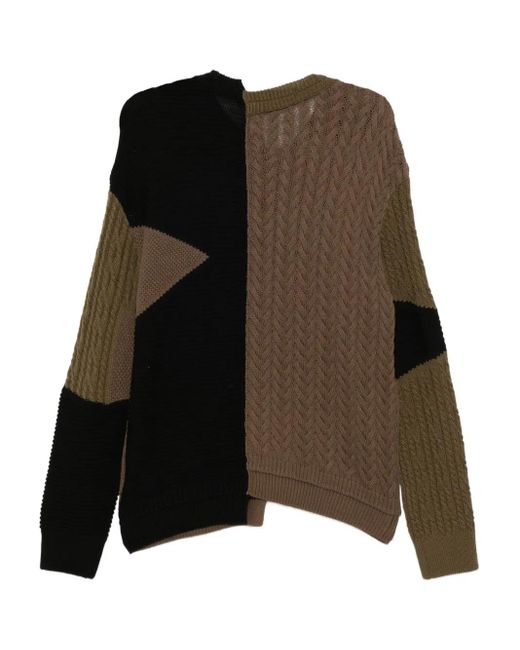 ANDERSSON BELL Brown Patchwork Asymmetric Jumper for men