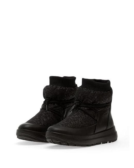 Ecco Black Solice Leopard-Print Drawstring Boots