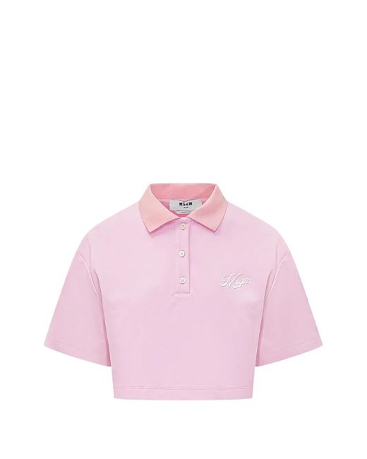 MSGM Pink Poloshirt Mit Kragen