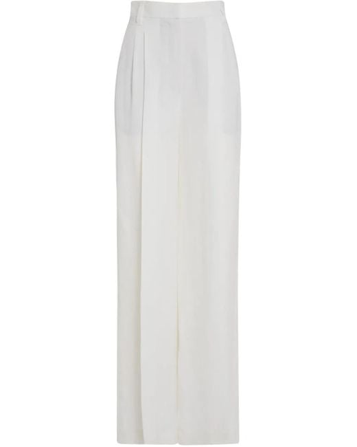 Brunello Cucinelli White Pintuck Detailing Tailored Trousers