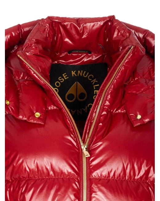Moose Knuckles Red Gefütterte Jacke mit abnehmbarer Kapuze