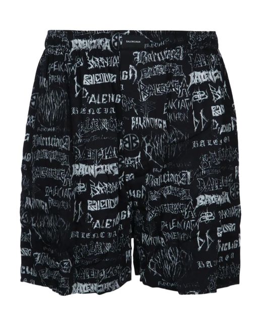 Balenciaga Shorts mit Logo-Print in Black für Herren