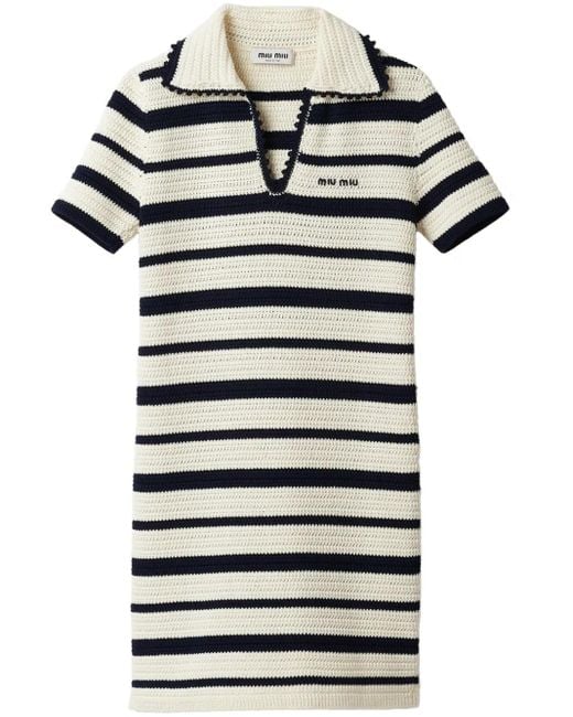 Miu Miu Cotton Polo Dress in Blue | Lyst UK