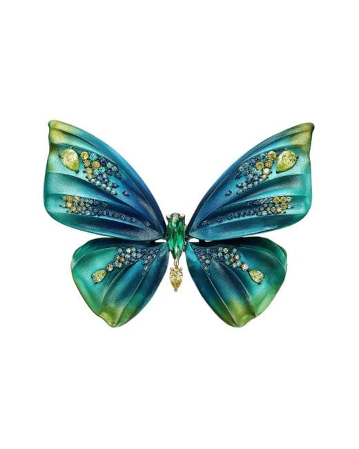 Anabela Chan Green Aurora Brosche Mit Schmetterling
