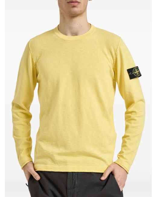 Stone Island Yellow 5100052 Organic Cotton And Nylon Jumper for men