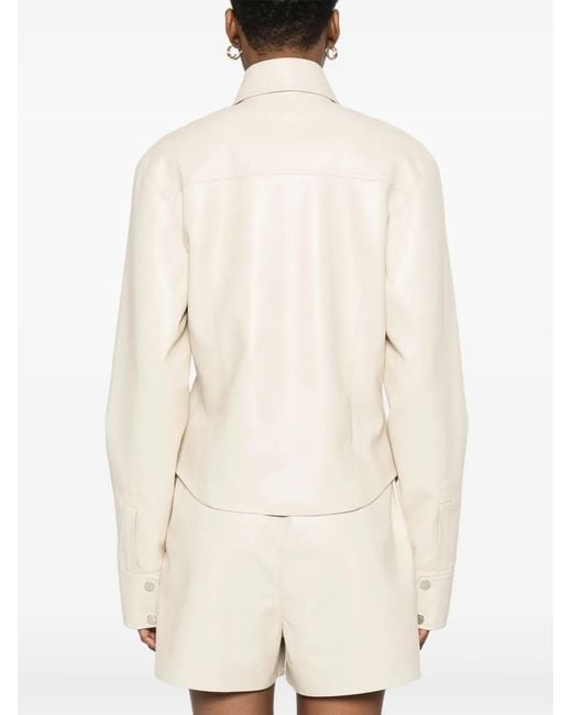 Nanushka White Faux-Leather Shirt Jacket