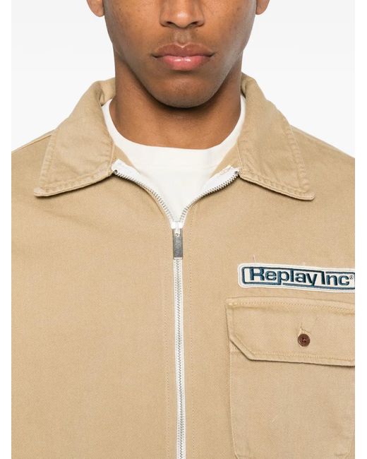 Replay Natural Logo-Patch Short-Sleeve Jacket