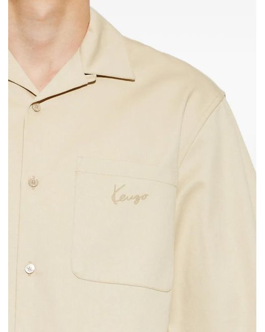 KENZO Natural Logo-Embroidered Shirt for men