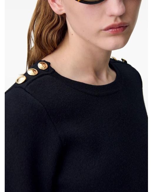 Claudie Pierlot Black Button-Detailed Flared Knitted Dress