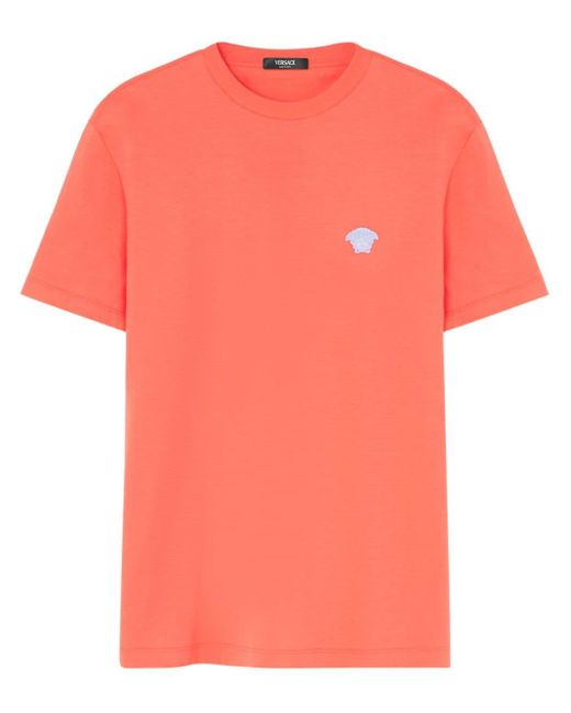 T-shirt con applicazione Medusa di Versace in Pink da Uomo