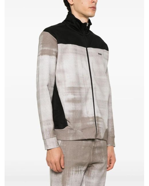 Boss Black Abstract-Pattern Track Jacket for men
