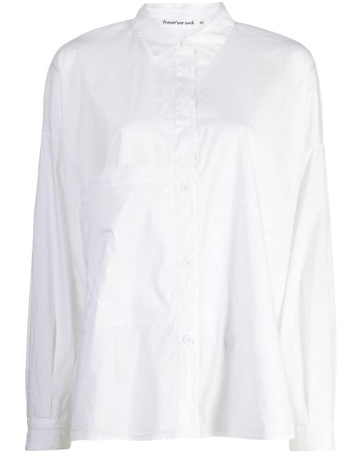 Transit White Pocket-detail Poplin Shirt