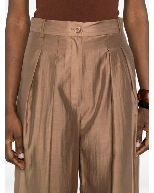 SOLOTRE Brown Pleated Trousers