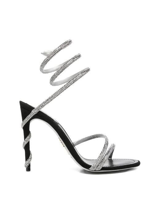 Rene Caovilla White Margot Crystal-Embellished Sandals